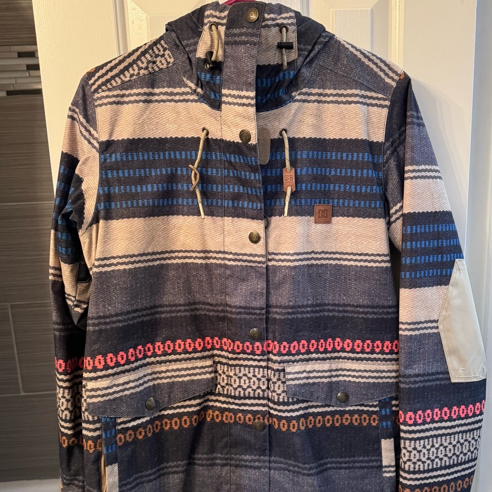 Striped Hooded Jacket with Button Details